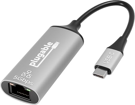 Plugable 5Gbps USB-C to Ethernet Adapter, Plug-and-Play Realtek RTL8157