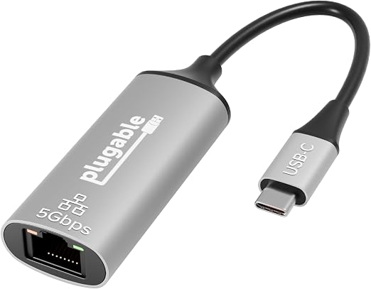 Plugable 5Gbps USB-C to Ethernet Adapter, Plug-and-Play Realtek RTL8157