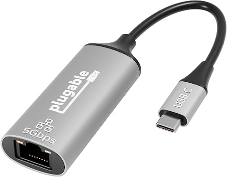 Plugable 5Gbps USB-C to Ethernet Adapter, Plug-and-Play Realtek RTL8157
