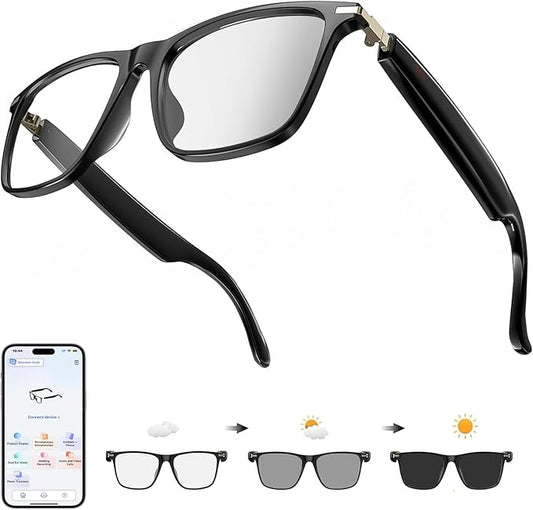 AI Translation Smart Glasses Pro with 138 Languages, Bluetooth Glasses Compatible with ChatGPT, Photochromic Lens with Open-Ear Speakers for Men Women, for Travel, Business, Driving