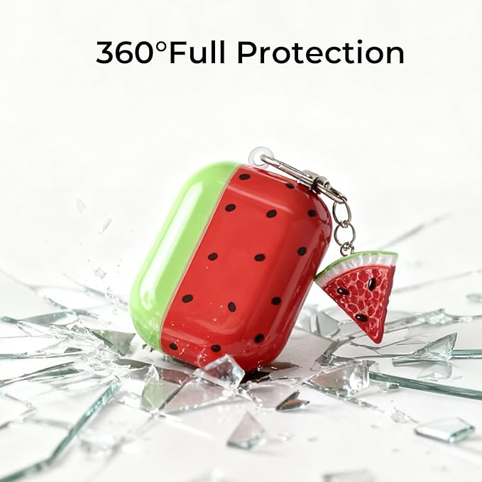 for AirPods Pro 3 Case 2025 - Cute 3D Watermelon IMD Fruit Design for Air pod Pro 3 Cover with Keychain,Soft Shockproof Silicone Cover for Airpods Pro 3 Gen, for Girls Women