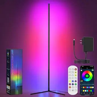 Upgraded Floor Lamps, 64.5''RGB LED Corner Lamp with App & Remote Control, 16 Million Colors & 300+ Scene, Standing Lamp with Music Sync for Living Room, Gaming Rooms，Bedroom
