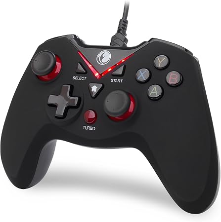 V-one Wired USB Gaming Controller Gamepad Joystick for PC (Windows XP/7/8/10/11) & Steam & Android & PS3 - Red
