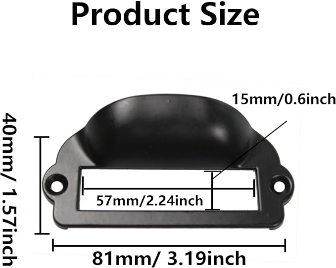 8PCS Label Tag Frames Pull, Black Card Holder Drawer Handle, Zinc Alloy Catalog Drawer Pulls for Office, Furniture, Cupboard, Box, Case, Hardware (81x40mm)