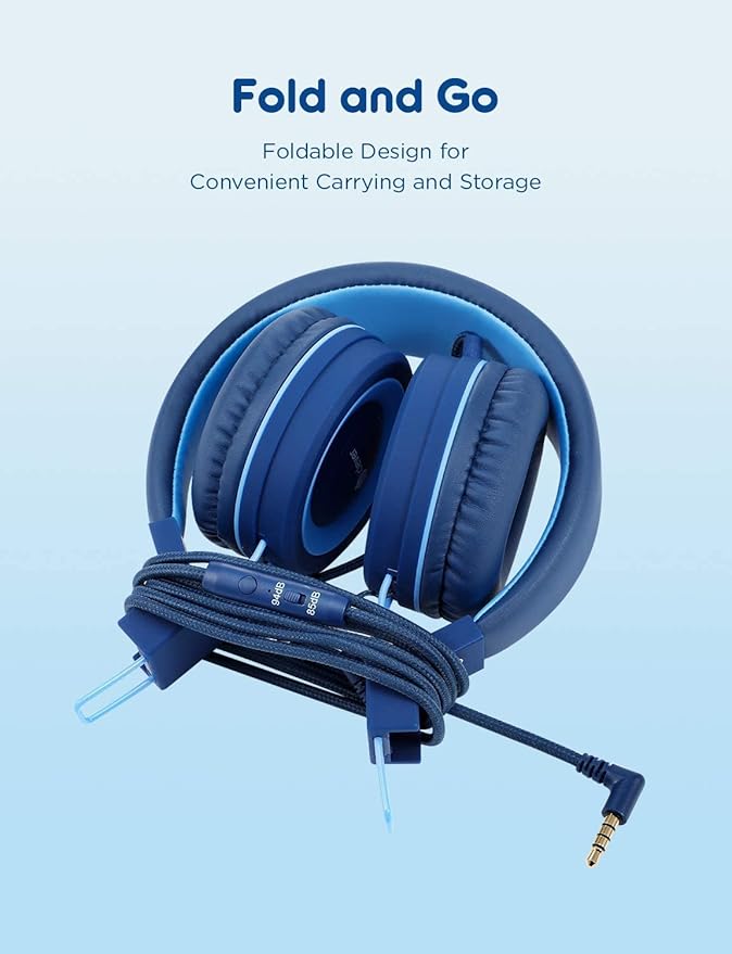 iClever [2 Pack] Kids Headphones with Microphone - Headphones for Boys Girls with Safe Volume Limited 85dB/94dB, Adjustable Foldable for Online School/Travel/Tablet