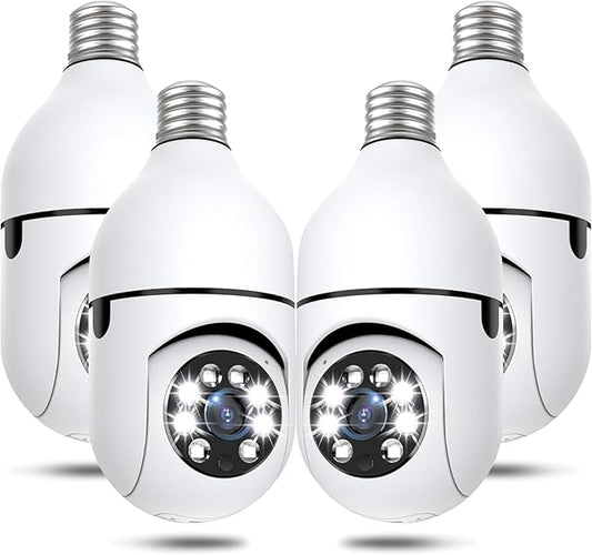 Light Bulb Security Cameras Wireless Outdoor, 5G&2.4GHz 4MP Security Camera 360° PTZ Cameras for Home Security with Color Night Vision, 2 Way Talk, AI Human Detection, Screw in Light Socket, 4Packs