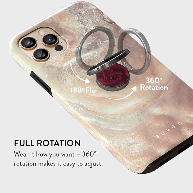 BURGA Cell Phone Ring, Holder Grip and Stand - Finger Phone Grip for Back of Smartphone Case, Kickstand 360 Rotation, Universal Ring for iPhone Samsung Galaxy Huawei Google Pixel, Stylish Accessories