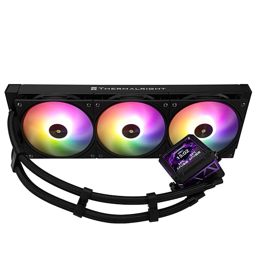 Thermalright FW PRO 360 ARGB Black CPU Water Cooler with PWM Fan, 2000RPM Speeds,IPS LCD Screen with 320 * 320 Resolution,Liquid CPU Cooler,for AM5/Intel 1851/1700,2.73inch Display Screen