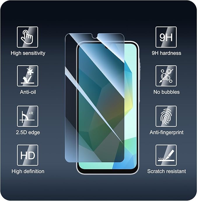 Privacy Screen & Camera Lens Protector for Samsung Galaxy A16, Double Shatterproof Anti-Spy Tempered Glass, Private Black Protection, 9H Hardness Anti-Scratch Case-Friendly, 3 Pack Each