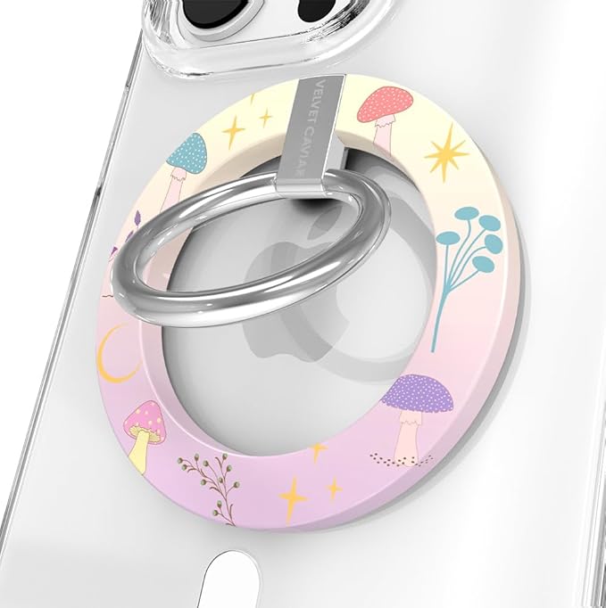 VELVET CAVIAR Compatible with MagSafe Phone Grip - Magnetic Ring Holder with Adjustable Stand - Removable MagSafe Accessories for iPhone 16, 15, 14, 13, 12 (Enchanted Mushrooms)