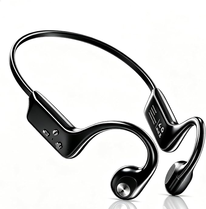 Fanisic Bone Conduction Headphones, Bluetooth 6.0 Open Ear Headphones with Mic, Type-C Quick Charge. Long Battery Life, IPX5 Sweatproof, Lightweight Comfortable for Office, Sports, and Driving(Black)