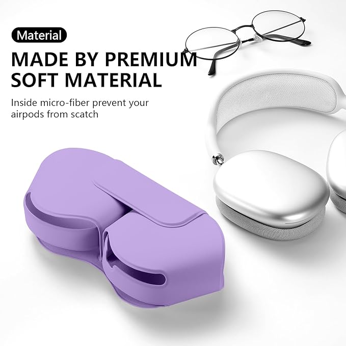 for Apple Airpods Max Case,Headphones Protective Case for AirPod Max Supports Sleep Mode, Anti-Scratch and Anti-Dust,Airpod Pro Max by PU Leather,Purple 2