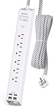 Power Strip Surge Protector with USB C - Flat Plug Extension Cord - Image 1