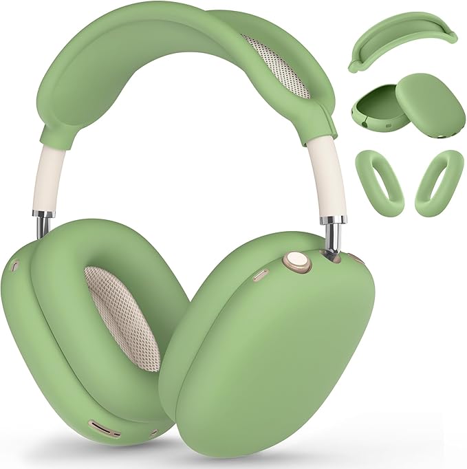 Silicone Case Cover for AirPods Max, Ear Pad Case Cover/Ear Cups Cover/Headband Cover for AirPods Max Headphones, Accessories Soft Silicone Protector for Apple AirPods Max New USB-C (2024) (Green)
