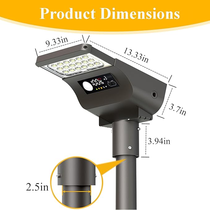 Solar Street Lights Outdoor, 3000LM Solar Parking Lot Lights Dusk to Dawn with Rain Sensor IP65, 3000K 5700K Solars Flood Light with Motion Sensor for Road, Garage, Driveway(No Pole)