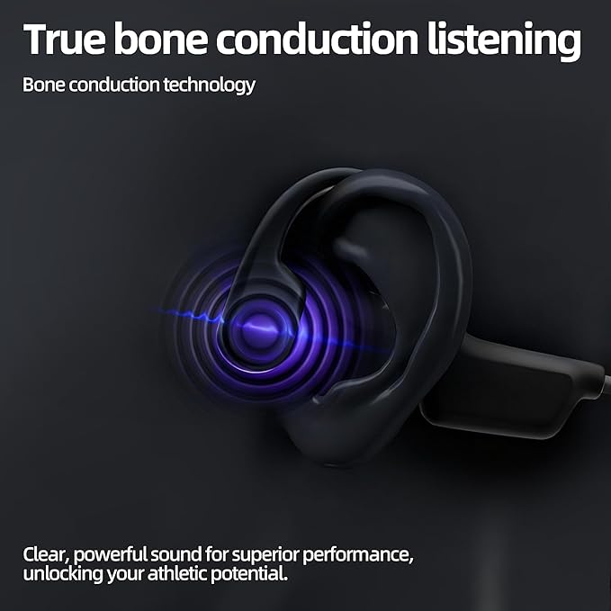 Swimming Headphones, IP68 Waterproof Bone Conduction Headphones,Open Earphones 8GB Memory with Bluetooth Sport Headsets for Swimming Pool Running Cycling-Black