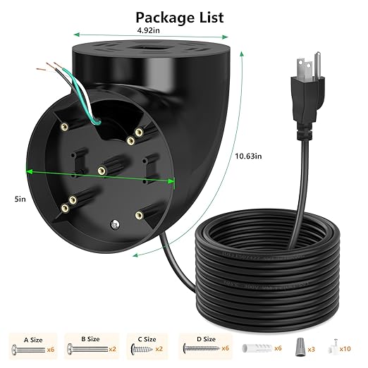 Eave Mount with Power Cable for Floodlight Cam Wired Plus/Pro, Google Nest Cam,Blink Floodlight Cam with 20ft Charging Cable Adapter, No Junction Box Need(2 in 1 Plug in Mount & Cord Set)