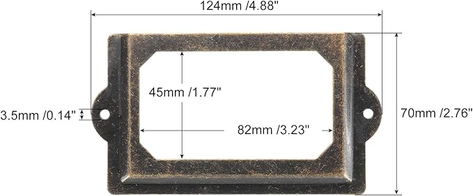uxcell Metal Label Holders, 124x70mm 4pcs File Name Card Tag Label Holder Frame for Office Library Drawer Cabinet Shelves, Bronze Tone