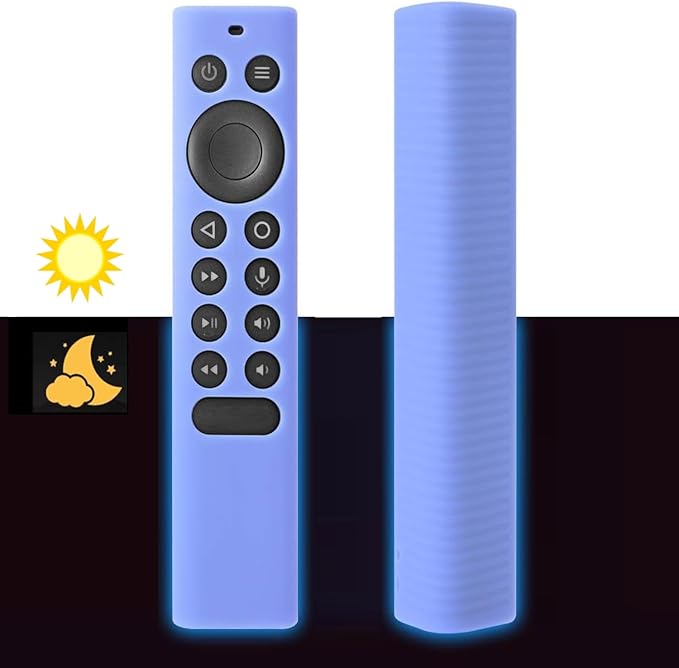 [2 Pack] Glowing Silicone Remote Cover for NVIDIA Shield TV Pro/4K HDR Remote Controller with Loop Protective - Blue and Green