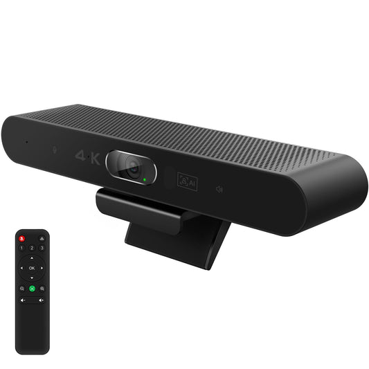 4K Pro Audio and Video Conference Room Camera with Remote Control for Windows TV, AI-Powered HD Webcam with Microphone & Speaker for Desktop Computer/PC/Monitor/Laptop/Teams/Zoom/Skype