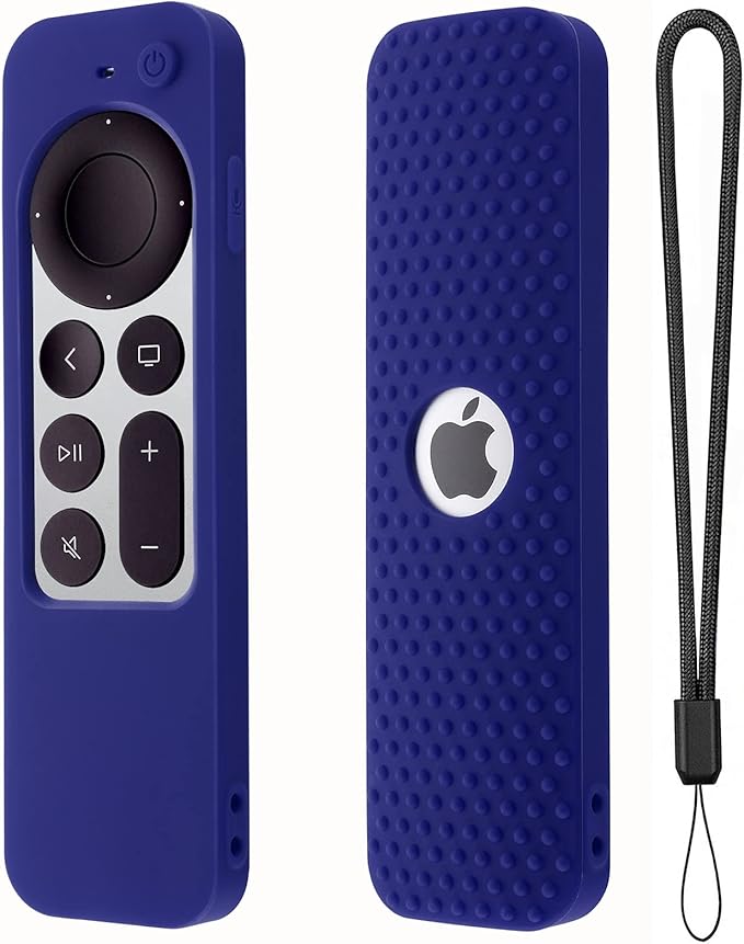 Silicone Remote Cover for Apple TV Siri Remote (2nd Gen) Soft Rubber Case for Apple TV Remote 4K Remote 2021&2022 Apple Siri Remote Case Cover with Lanyard (Midnight Blue)