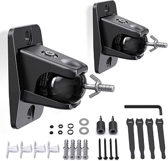 Surround Sound Rear Speaker Wall Mount, Aluminum, Max 11 lb Load, 2 Pack