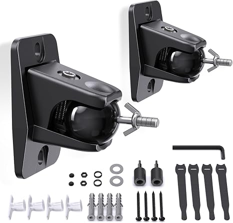 Surround Sound Rear Speaker Wall Mount, Aluminum, Max 11 lb Load, 2 Pack
