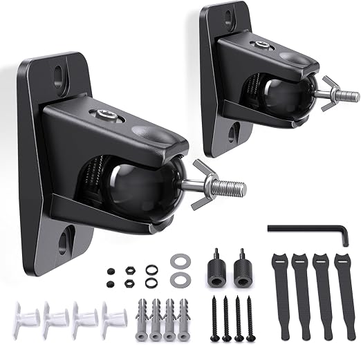 Surround Sound Rear Speaker Wall Mount, Aluminum, Max 11 lb Load, 2 Pack