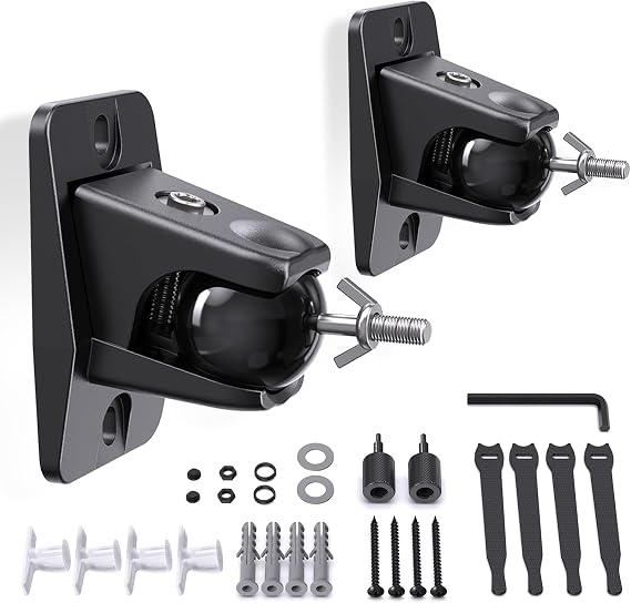 Surround Sound Rear Speaker Wall Mount, Aluminum, Max 11 lb Load, 2 Pack