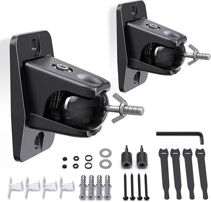 Surround Sound Rear Speaker Wall Mount, Aluminum, Max 11 lb Load, 2 Pack