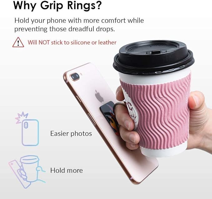 Velvet Caviar Cell Phone Ring Holder - Finger Ring & Stand - Improves Phone Grip Compatible with iPhone, Galaxy and Most Cases (Except Silicone/Leather) - Snow Leopard
