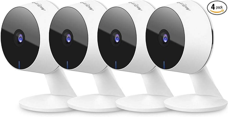 LaView Security Cameras 4pcs, Home Security Camera Indoor 1080P, Wi-Fi Cameras Wired for Pet, Motion Detection, Two-Way Audio, Night Vision, Phone App, Works with Alexa, iOS & Android & Web Access