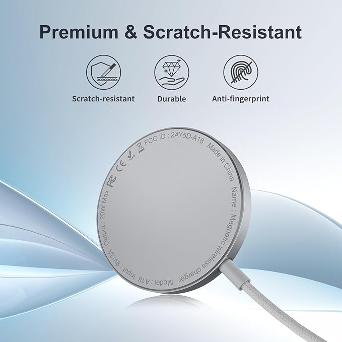 Wireless Charger- Qi2 Wireless Charger iPhone,15W iPhone Charger Pad, Magnetic Charger for iPhone 17/16/15/14/13/12 Series for Desk, Nightstand, Travel