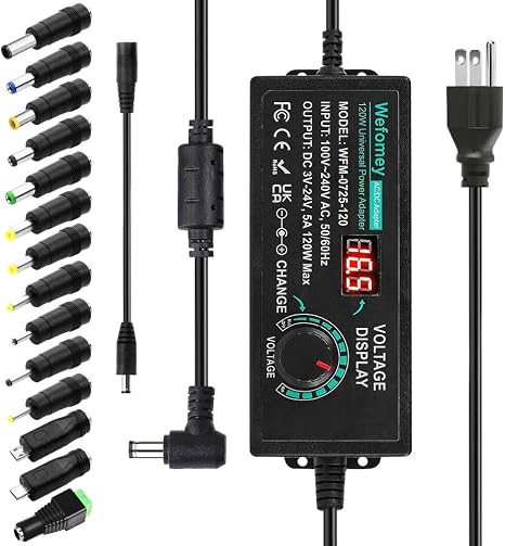 120W Universal Power Supply 3V~24V 5A Adjustable Multi Voltage Adapter