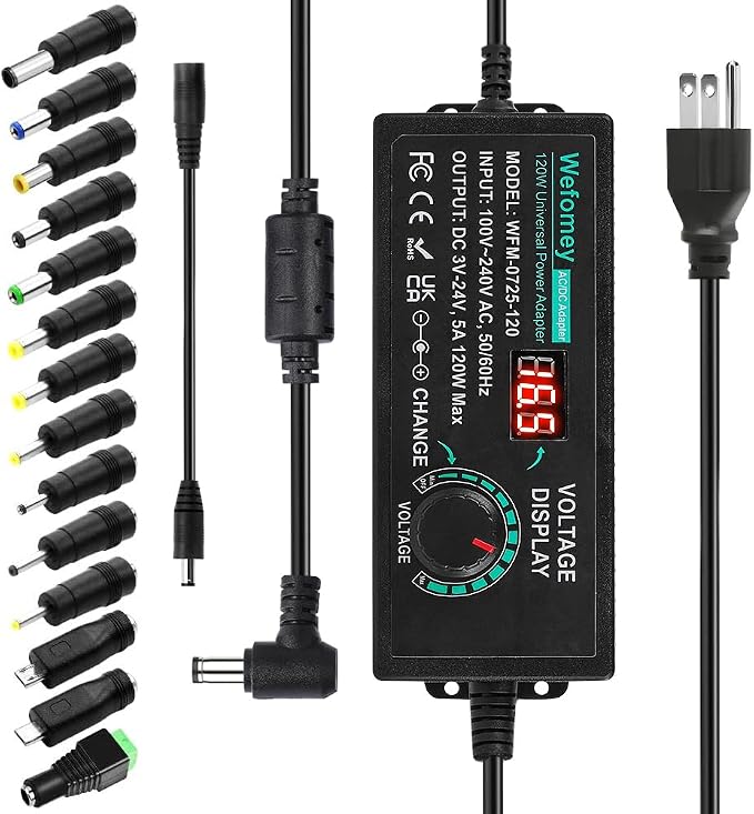 120W Universal Power Supply 3V~24V 5A Adjustable Multi Voltage Adapter