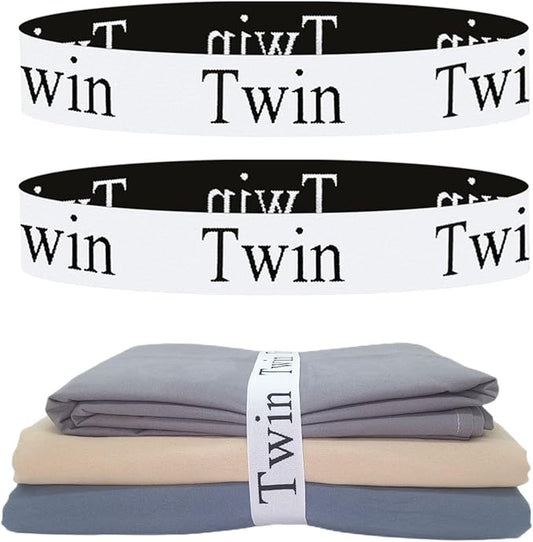 2 Pieces Bed Sheet Organizer Bands, Sheet Organizers and Storage Label Bands, Sheet Label for Bedding, Sheets Organizer for Closet,Sheet Keepers Linen Labels Bedding Bands (2Pcs Twin)