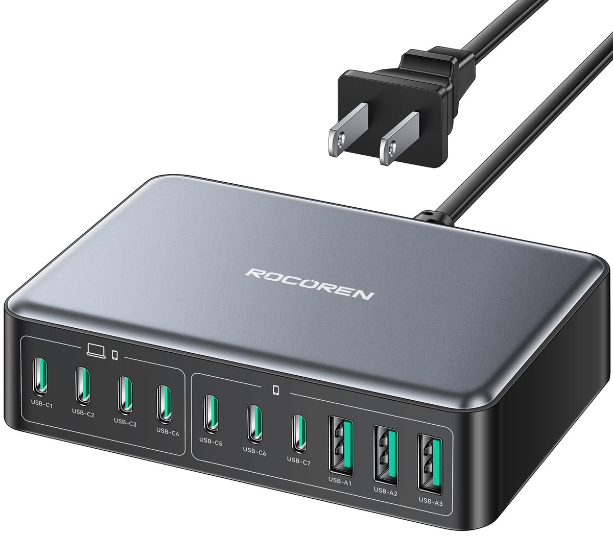 Rocoren 480W GaN 10‑Port Charging Station, PD 100W F | Charging & Powe - Image 1