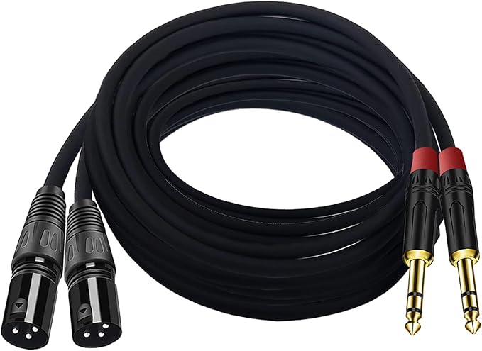 (2PACK/25FT) XLR to 1/4 TRS Stereo Adapter,XLR Male to 1/4 Inch (6.35mm) Balanced Microphone Stereo Audio Converter AdapterCable