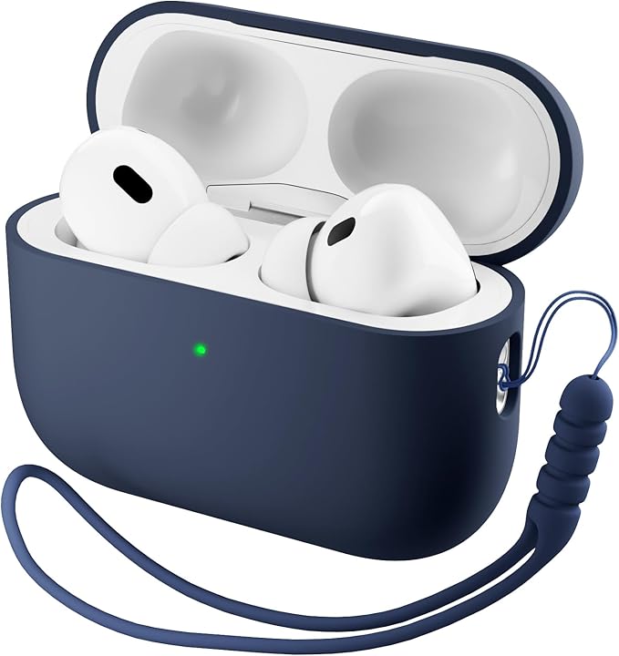 ORNARTO Compatible with AirPods Pro 3 Case 2025, Full Protective Hybrid Silicone for AirPods Pro 3rd Generation Case, Front LED Visible Skin Cover-Storm Blue