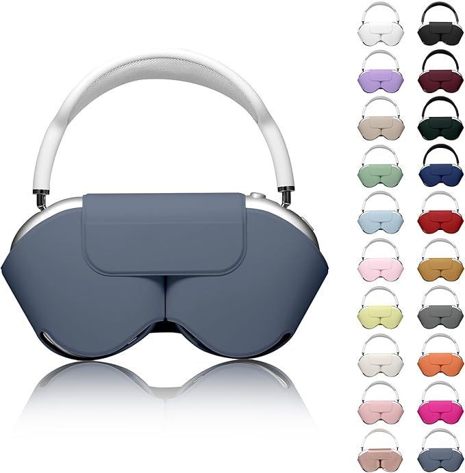 for Apple Airpods Max Case,Headphones Protective Case for AirPod Max Supports Sleep Mode, Anti-Scratch and Anti-Dust,Airpod Pro Max by PU Leather,Gray Blue 2