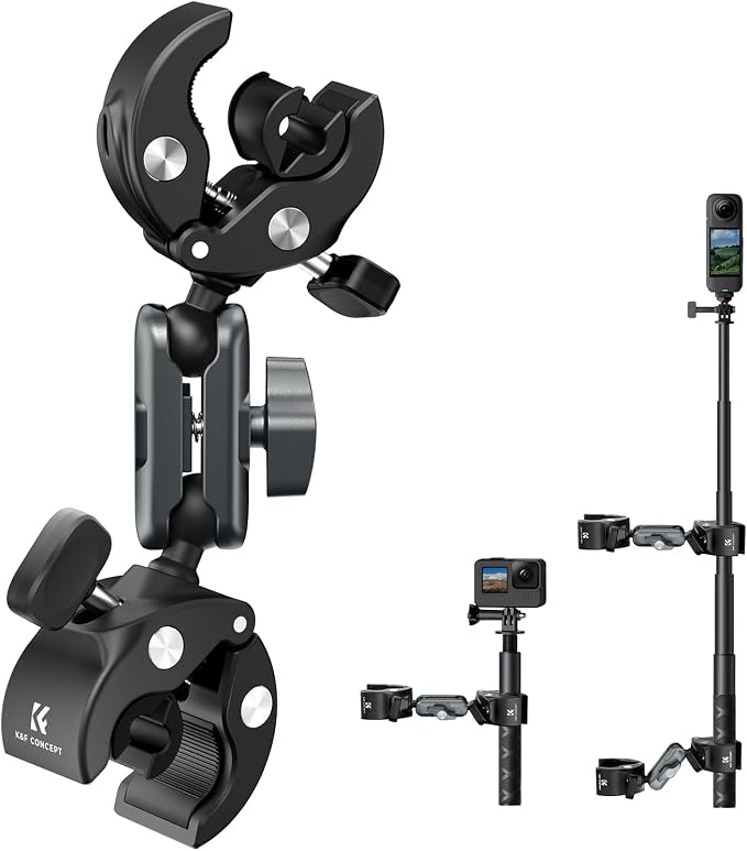 K&F CONCEPT Dual Super Clamp Camera Mount Bike/Motorcycle Handlebar Mount