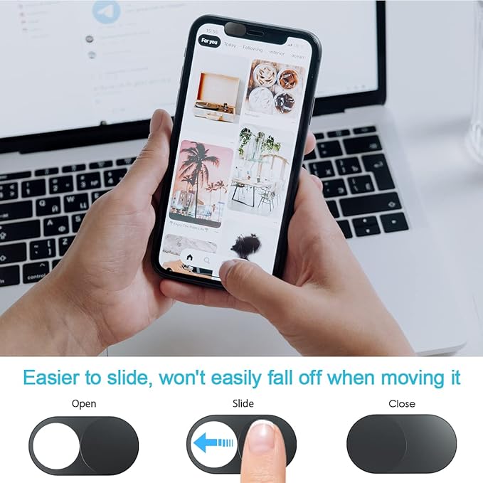 HKDGYHON Laptop Camera Cover Slide, Metal Webcam Cover, Super-Thin 0.023 inch Magnetic Camera Cover Slide, Protect Privacy, Compatible with MacBook, iMac, Laptop, PC, iPad, iPhone