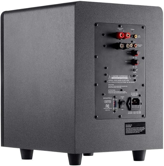 Monoprice Premium Select Subwoofer - 8-Inch Woofer, 200 Watt, 4 Ohm Nominal Impedance, Auto On/Off, Black