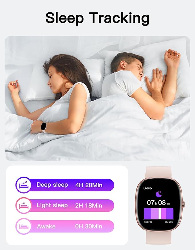 Fitness Trackers for Women with Bluetooth Call 24/7 Heart Rate & Blood Oxygen Monitor Sleep Tracker, Steps Counter Stopwatch/Timer/Alarm Clock, Waterproof Pedometer Watch for Walking Running Pink
