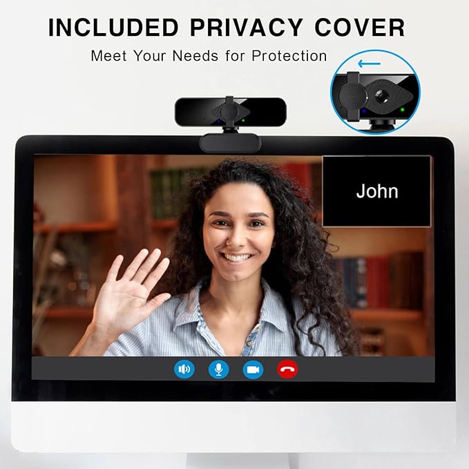 2K Webcam for PC, 85° View USB Computer Camera, with Noise Canceling Microphone & Privacy Cover, HD Web Cameras for Desktop Laptop Monitor Mac Streaming, Gaming & Video Calling