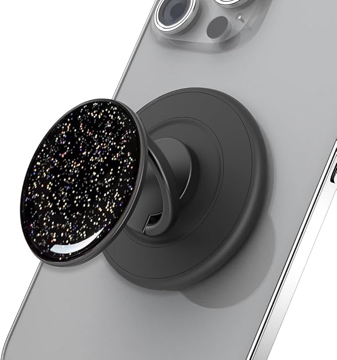 Magnetic Phone Grip Compatible with MagSafe,Magnetic Phone Ring Holder Finger Kickstand Wireless Charging Compatible,Adjustable Phone Rings Gripper Stand for MagSafe iPhone -Sky Sparkle Black