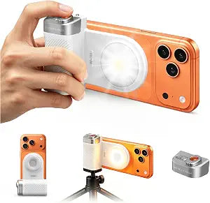 yAyusi Phone Selfie Grip with Light+Flash, Magnetic Phone Camera Grip with Detachable Shutter Remote, Adjustable LED Magnetic Selfie Light for Selfies/Photography/TikTok/Creators/Video