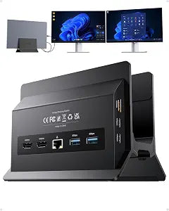 USB C Docking Station Dual Monitor 4K@60Hz, Laptop Dock with Vertical Stand