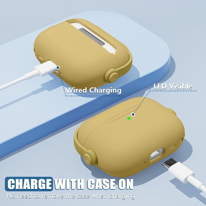 for Airpods Pro 3 Case,Safety Lock Cases for Apple Airpod Pro 3 (2025) with Cleaner Kit, Drop Protection Air pods Pro3 Case Cover for Men for Women with Keychain,Straw Yellow