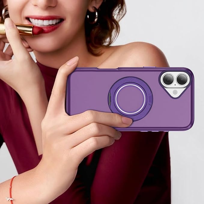 for iPhone 17 Case [Compatible with Magsafe] [15 FT Military Grade Drop Protection] with Screen Protector & Lens Protector,Shockproof Kickstand Phone Case for iPhone 17 (Purple)